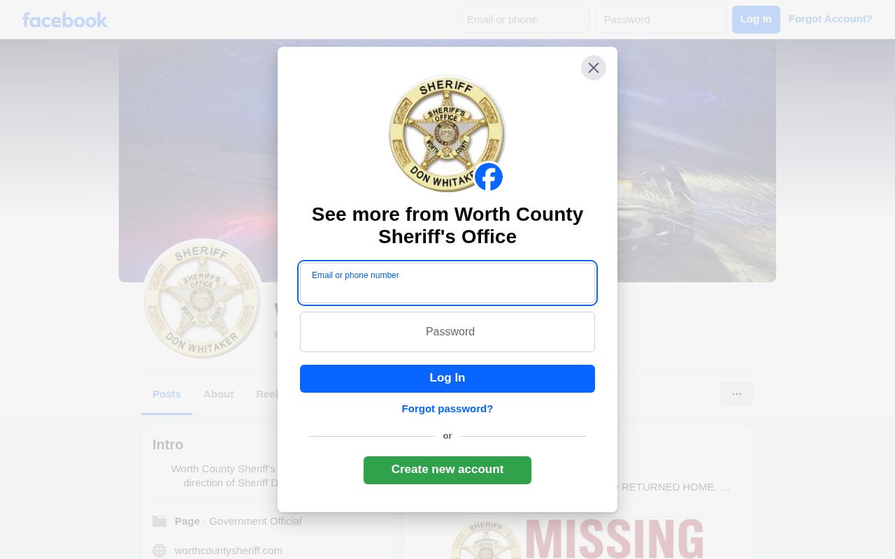 Worth County Sheriff official social communication source